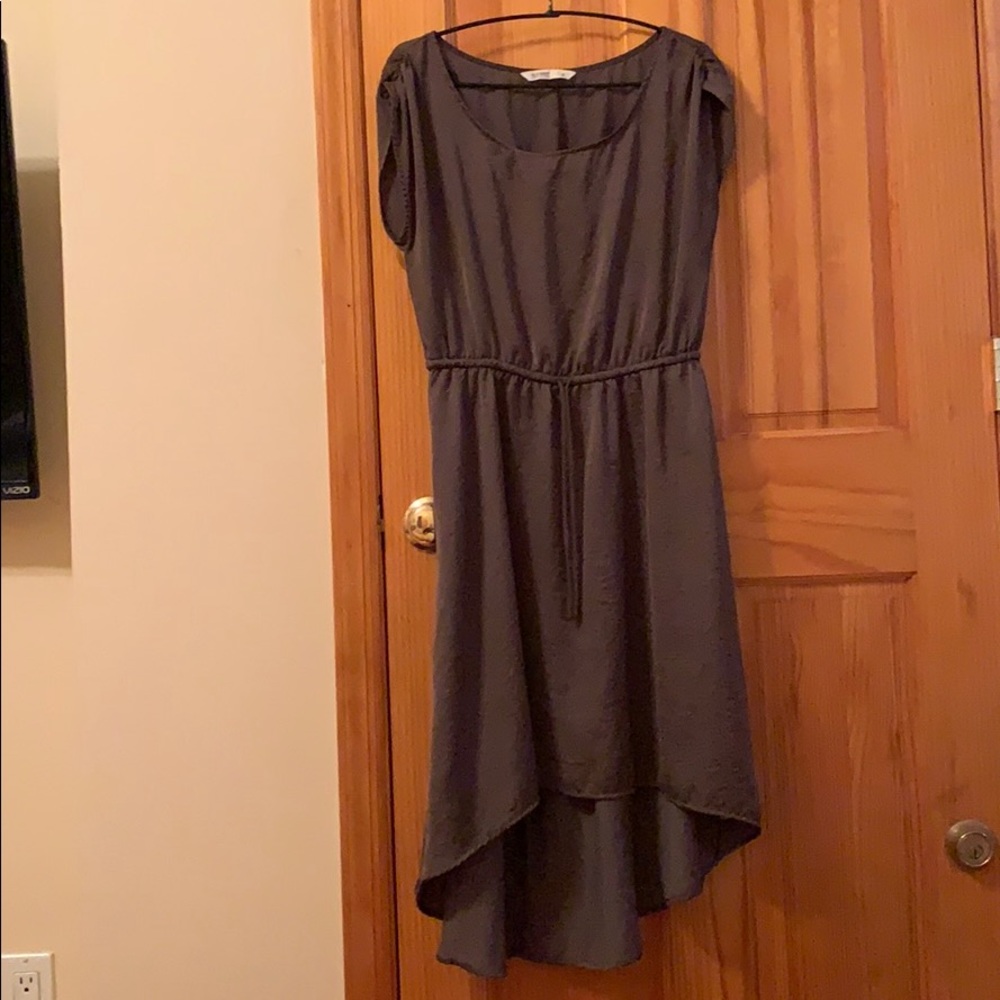 Dark green silky midi